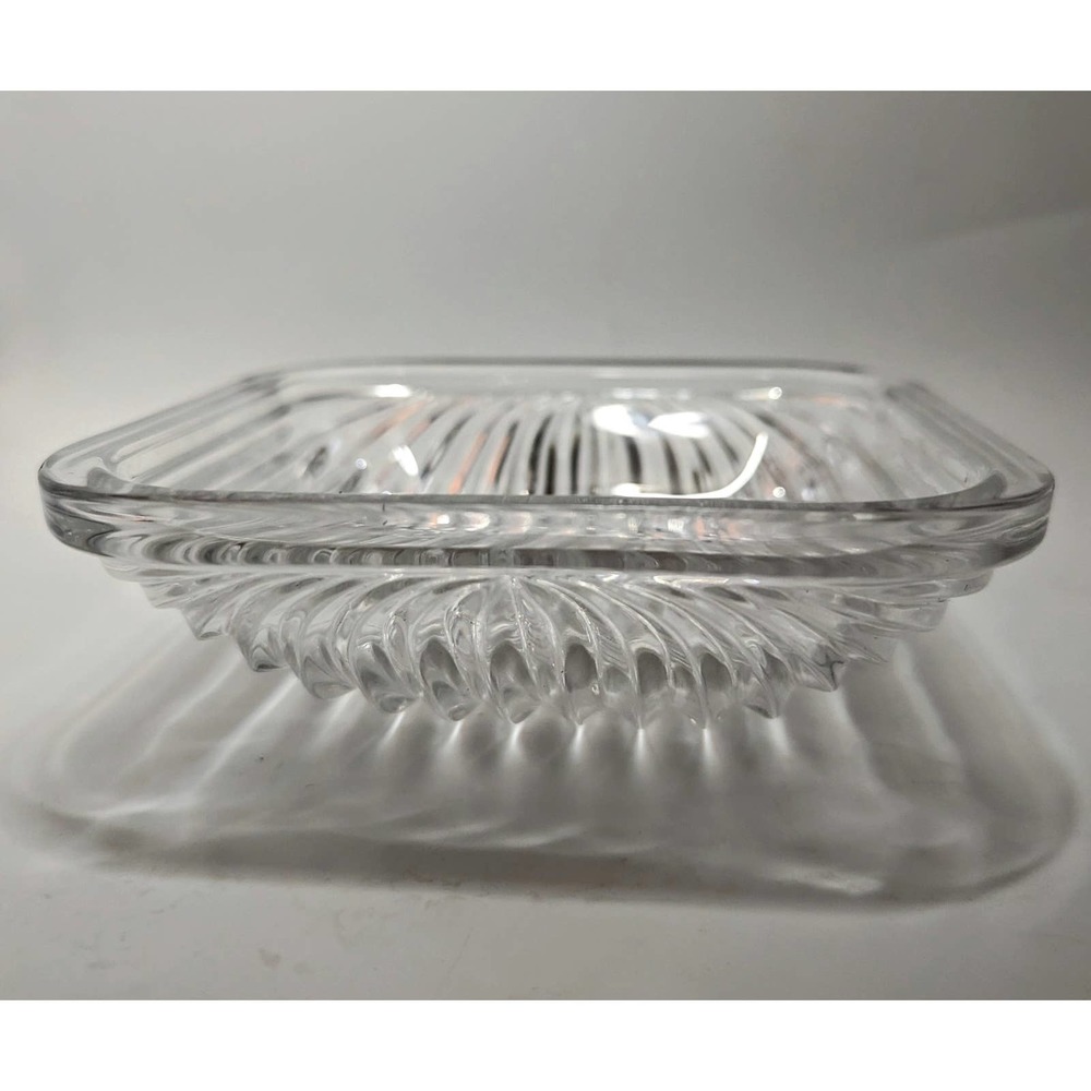 Vintage Quadra Crystal Square Thick Mid Century Modern Bowl Serving
